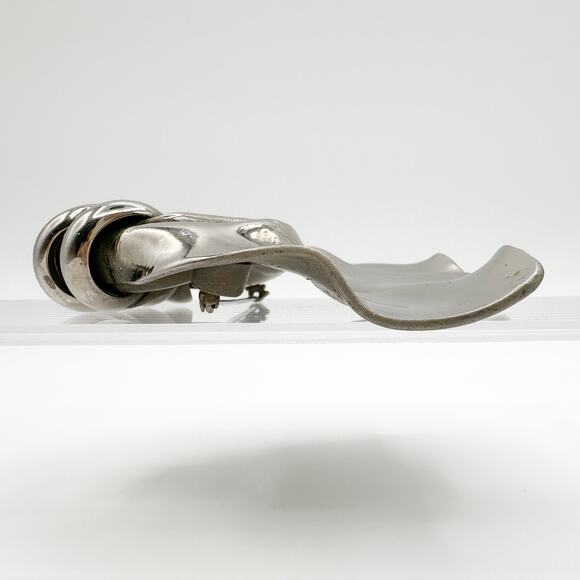 1940s H. Pomerantz Huge Epic Silver Tone Modernist Brooch MCM Biomorphic Bow - Picture 12 of 13